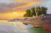 Aurangzib Hanjra, 24 x 36 Inch, Oil on Canvas, Seascape Painting, AC-AZH-028